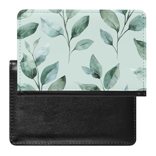 Reisepasshülle mit grünem Blättermuster, sichere Reisebrieftasche, PU-Leder, Kreditkarten, Reisepass, Organizer, Tasche für Damen und Herren, weiß, Einheitsgröße, modern, weiß, Einheitsgröße, Modern von QWJKM