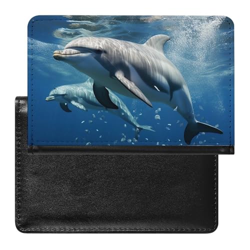 Reisepasshülle mit niedlichen Delfinen, sichere Reisebrieftasche, PU-Leder, Kreditkarten, Reisepass, Organizer, Tasche für Damen und Herren, weiß, Einheitsgröße, modern, weiß, Einheitsgröße, Modern Reisepasshülle mit niedlichen Delfinen, sichere Reisebrieftasche, PU-Leder, Kreditkarten, Reisepass, Organizer, Tasche für Damen und Herren, weiß, Einheitsgröße, modern, weiß, Einheitsgröße, Modern von QWJKM