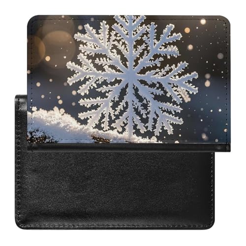 Reisepasshülle mit weißen Schneeflocken, sichere Reisebrieftasche, PU-Leder, Kreditkarten, Reisepass, Organizer, Tasche für Damen und Herren, weiß, Einheitsgröße, modern, weiß, Einheitsgröße, Modern von QWJKM