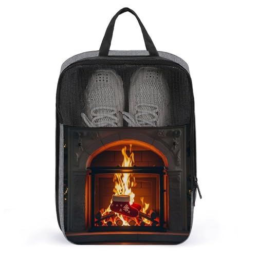 Schuhbeutel für Männer und Frauen, The Firelight Reflects Weihnachts-Schuhbeutel mit Reißverschluss, atmungsaktive Golf-Schuhtasche für Reisen, Outdoor, Schuhaufbewahrung, Organizer für Sport, von QWJKM