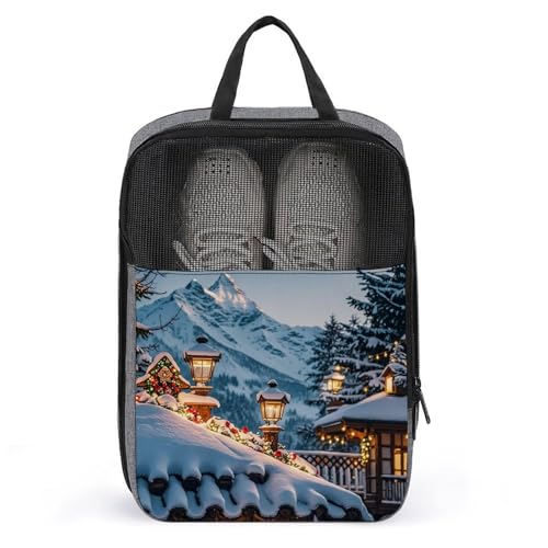 Schuhbeutel für Männer und Frauen, Weihnachten, Schneedach, Schuhtasche mit Reißverschluss, atmungsaktiv, Golf-Schuhtasche für Reisen, Outdoor, Schuhaufbewahrung, Organizer für Sport, Geschäftsreisen, von QWJKM