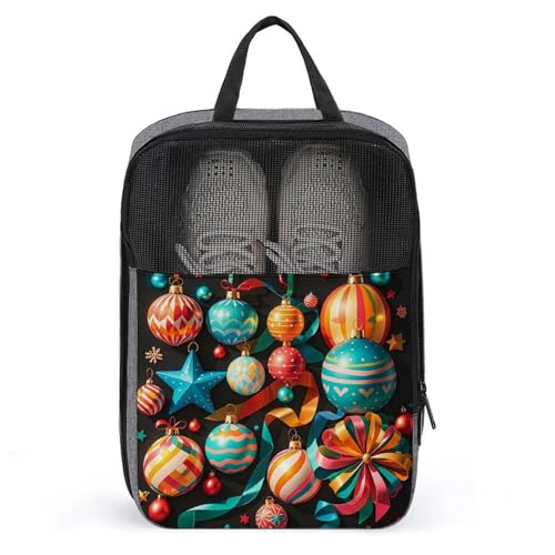 Schuhbeutel für Männer und Frauen, verschiedene Dekorationen für Weihnachten, Schuhbeutel mit Reißverschluss, atmungsaktiv, Golf-Schuhtasche für Reisen, Outdoor, Schuhaufbewahrung, Organizer für von QWJKM