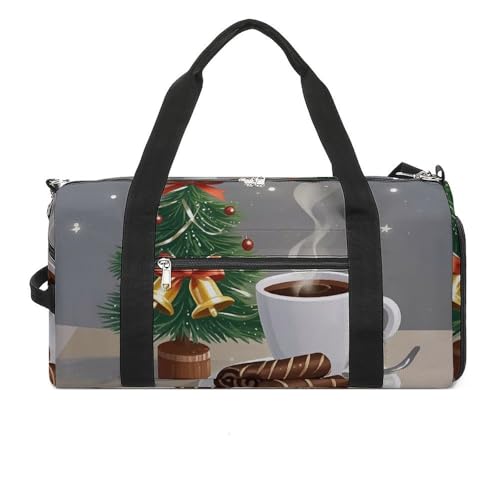 Sporttasche für Kaffee und Weihnachten, leicht, Reisetasche, Wochenendtasche für Damen und Herren, weiß, Einheitsgröße, weiß, Einheitsgröße von QWJKM