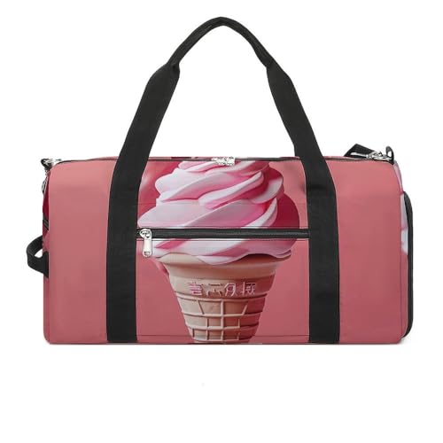 Sporttasche mit Kunstkegelmuster, leichte Reisetasche, Wochenendtasche für Damen und Herren, weiß, Einheitsgröße, weiß, Einheitsgröße von QWJKM