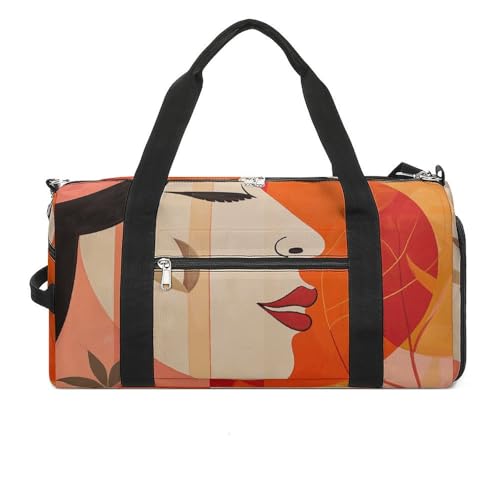 Sporttasche mit warmer Farbpalette, leicht, Reisetasche, Wochenendtasche für Damen und Herren, weiß, Einheitsgröße, weiß, Einheitsgröße von QWJKM