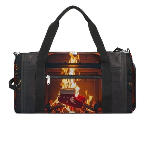 The Firelight Reflects Weihnachts-Sporttasche, leichte Reisetasche, Wochenendtasche für Damen und Herren, weiß, Einheitsgröße, weiß, Einheitsgröße von QWJKM