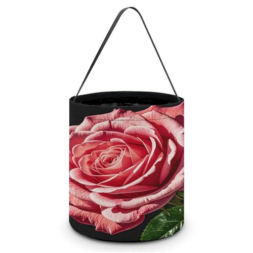 QWNMD Halloween Goodies Bags Rose Flower of Many Fans Printed Reusable Halloween Candy Bags with Handles Halloween Tote Gift Bags Halloween Trick Or Treat Bucket, Rose Flower of Many Fans, One Size, von QWNMD