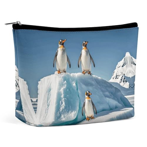 QWNMD Make-up-Tasche, Kosmetiktasche, Lippenstift-Beutel, Reißverschluss, Pinguine auf dem Eisberg, bedruckter Organizer, tragbare Kulturbeutel, Zubehör, Pinguine auf dem Eisberg, 17 x 15 x 5,8 cm, QWNMD Make-up-Tasche, Kosmetiktasche, Lippenstift-Beutel, Reißverschluss, Pinguine auf dem Eisberg, bedruckter Organizer, tragbare Kulturbeutel, Zubehör, Pinguine auf dem Eisberg, 17 x 15 x 5,8 cm, von QWNMD