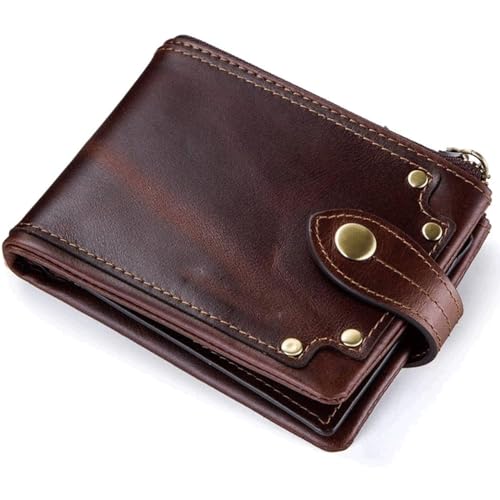 QWPYDXN Neu Vintage Long Wallet Herren Echtes Leder Reißverschluss Brieftasche blockieren bibles sicheres klassisches Design Reißverschluss Ledertasche Portemonnaie von QWPYDXN