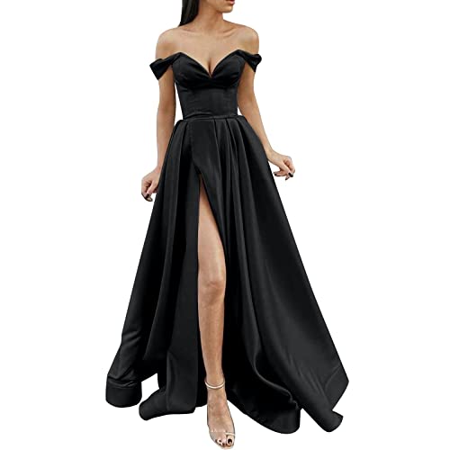 Ballkleider Damen Lange Damen Elegante Lange Kleider Crisn Satin Spaghetti Party Abendkleid Hochzeit Abendgesellschaft Kleid Kurzes Schwarzes Kleid Elegant Sommerkleid Für Damen Kleid Damen Elegant von QWUVEDS