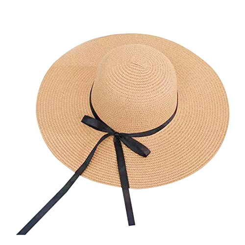 Damen-Strohhut mit breiter Krempe, Floppy-Hüte mit breiter Krempe, Bowknot, Faltbare Strandkappe Sonnenhüte Für Herren Strohhut Outdoor Hut Damen Sonnenhüte Sommer Hut von QWUVEDS