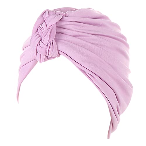 Frauen-Hut-Kappe Ethnische böhmische Blumen-Haar-Abdeckungs-Verpackungs-Turban-Kopfbedeckung-Turban-Kappe Fußball Tennis (Purple, One Size) von QWUVEDS