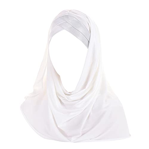 Frauen-Hut-Kappen-böhmische Haar-Abdeckungs-Verpackungs-Turban-Kopfbedeckung-Turban-Kappe für Damen-Schal-Hut Haargummi Männer (White, One Size) von QWUVEDS