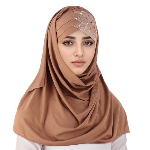 Frauen Hut Muslim Rüschen Chemo Turban Wrap Cap Schal Schal Kopftuch Jungen Sommer (Coffee, One Size) von QWUVEDS