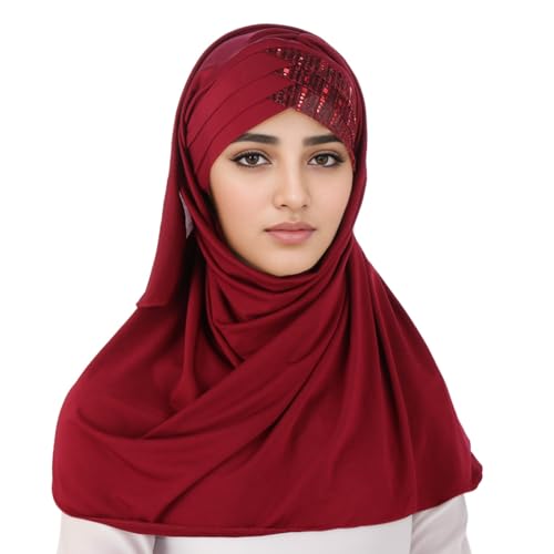 Frauen Hut Muslim Rüschen Chemo Turban Wrap Cap Schal Schal Kopftuch Jungen Sommer (Red, One Size) von QWUVEDS