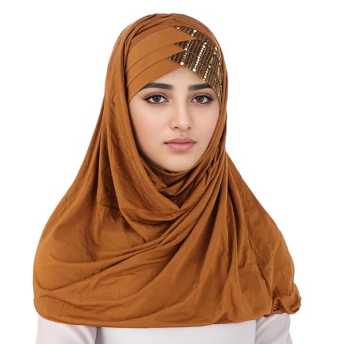Frauen Hut Muslim Rüschen Chemo Turban Wrap Cap Schal Schal Kopftuch Jungen Sommer (Yellow, One Size) von QWUVEDS