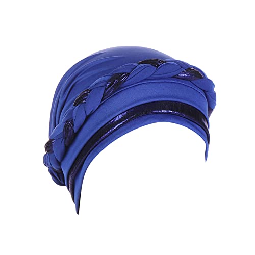 Frauen Zopf Hut Muslim Rüschen Turban Wrap Cap Kühlstirnband (Blue, One Size) von QWUVEDS