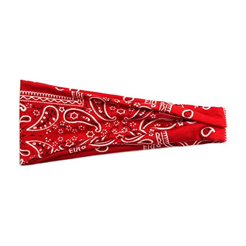 Frauen-beiläufiges Druck-Yoga-Haarband-Sport-elastisches schweißabsorbierendes Stirnband Wintersport (Red, One Size) von QWUVEDS
