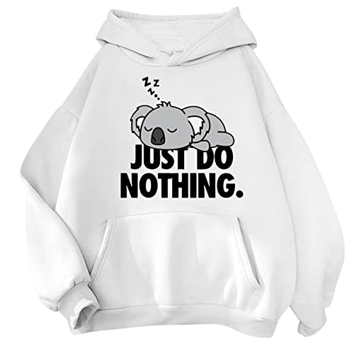 Frauen-niedlicher Mode-Sweatshirt-Sweatshirt-Hoodie für jugendlich Mädchen-Hoodies Hose Damen Damen Oversize Hoodie Damen Graphic Sweatshirt Damen Hoodie Mit Kapuze Kapuzenpullover Damen (White, S) von QWUVEDS