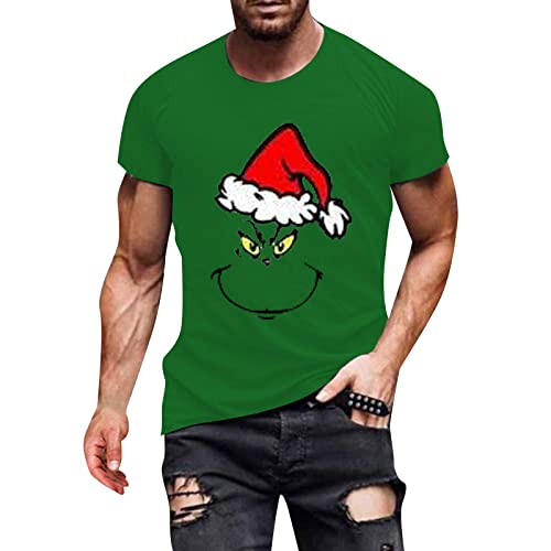 Grinch Christmas Tshirt Weihnachts t-Shirt Herren t-Shirts+für+Herren t-Shirt Herren Rundhals t-Shirt Herren lustig Grinch Sports Wear Tshirt Herren Tshirt Sommer Sport t-Shirt Herren Langarm von QWUVEDS