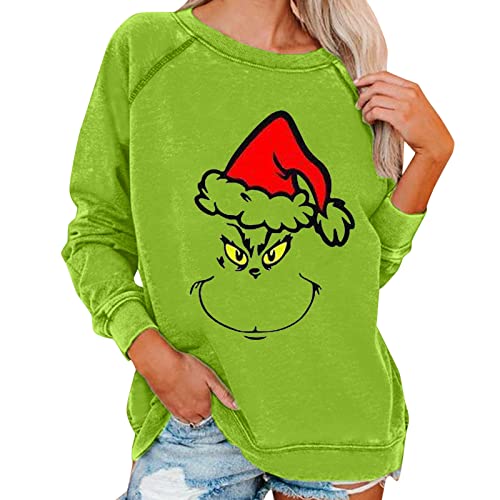 Grinch Tshirt Grinch kostüm Damen Weihnachtspullover Damen Unsiex Weihnachten Pullover Lustige 3D Gedruckt Langarm Weihnachten Jumper Weihnachtspulli Ugly Christmas Pullover Tops Weihnachtsmotiv C von QWUVEDS