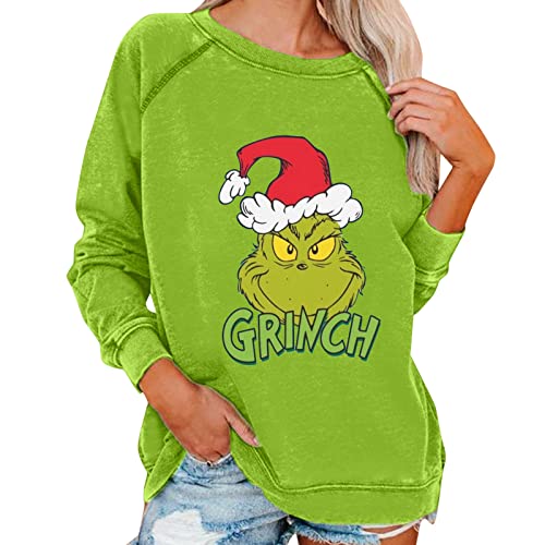 Grinch Tshirt Grinch kostüm Damen Weihnachtspullover Damen Unsiex Weihnachten Pullover Lustige 3D Gedruckt Langarm Weihnachten Jumper Weihnachtspulli Ugly Christmas Pullover Tops Weihnachtsmotiv von QWUVEDS