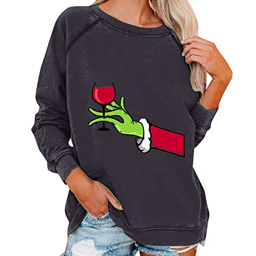 Grinch Tshirt Grinch kostüm Damen Weihnachtspullover Damen Unsiex Weihnachten Pullover Lustige 3D Gedruckt Langarm Weihnachten Jumper Weihnachtspulli Ugly Christmas Pullover Tops Weihnachtsmotiv von QWUVEDS