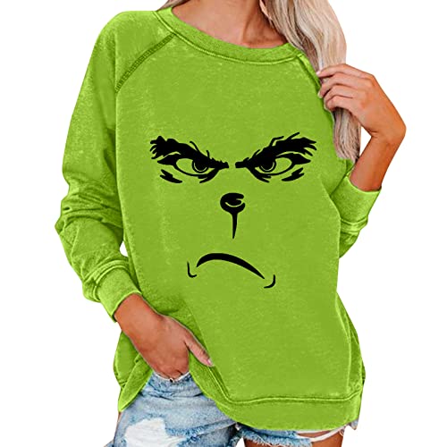 Grinch Tshirt Grinch kostüm Damen Weihnachtspullover Damen Unsiex Weihnachten Pullover Lustige 3D Gedruckt Langarm Weihnachten Jumper Weihnachtspulli Ugly Christmas Pullover Tops Weihnachtsmotiv von QWUVEDS