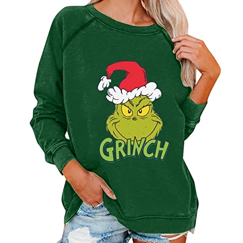 Grinch Tshirt Grinch kostüm Damen Weihnachtspullover Damen Unsiex Weihnachten Pullover Lustige 3D Gedruckt Langarm Weihnachten Jumper Weihnachtspulli Ugly Christmas Pullover Tops Weihnachtsmotiv von QWUVEDS