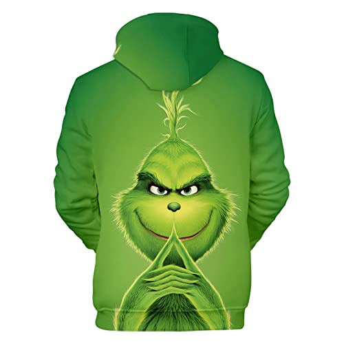 QWUVEDS Herren und Damen Weihnachten Christmas Hoodies Lustige kreative 3D Pullover Sweatshirt für Jungen Mädchen Langarm Hoodie Kordelzug Sweatshirt Grinch Pullover Decken Hoodie Grinch Kleidung von QWUVEDS