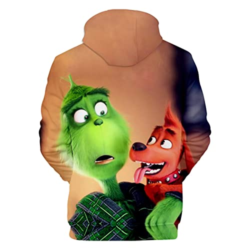 QWUVEDS Herren und Damen Weihnachten Christmas Hoodies Lustige kreative 3D Pullover Sweatshirt für Jungen Mädchen Langarm Hoodie Kordelzug Sweatshirt Grinch Pullover Decken Hoodie Grinch Kleidung von QWUVEDS