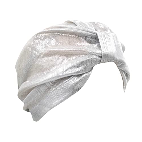 -Hut-Kappe ethnische böhmische Blumen-Haar-Abdeckungs-Verpackungs-Turban-Kopfbedeckung-Turban-Kappe Schlüsselanhänger Zeichen (White, One Size) von QWUVEDS