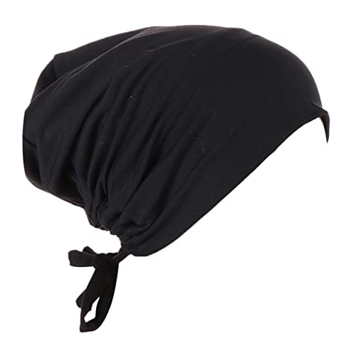 -Hut-Kappe ethnische böhmische Blumen-Haar-Abdeckungs-Verpackungs-Turban-Kopfbedeckung-Turban-Kappe Sportstirnbänder Damen Breit (Black, One Size) von QWUVEDS