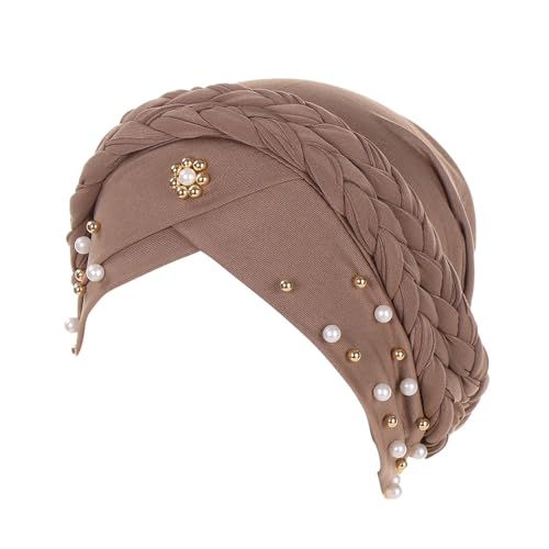 Kopfhut, Mütze, Ethno, Bohemian-Stil, Blumenmuster, Haarbedeckung, Wickel-Turban, Kopfbedeckung, Turban-Kappe, Plissee-Mütze Haarband Neon (G, One Size) von QWUVEDS