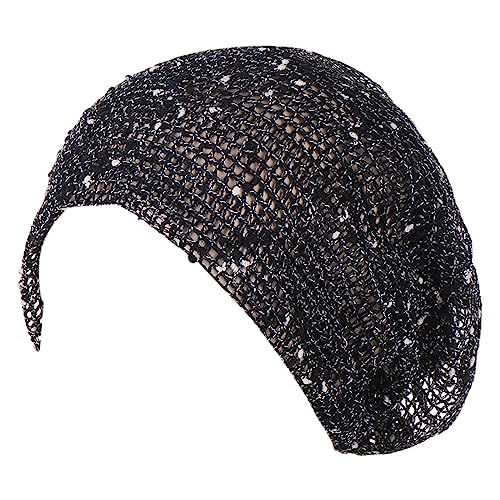 Kopfhut, Mütze, Ethno, Bohemian-Stil, Blumenmuster, Haarbedeckung, Wickel-Turban, Kopfbedeckung, Turban-Kappe, Plissee-Mütze Stirnband Elastisch (Black, One Size) von QWUVEDS