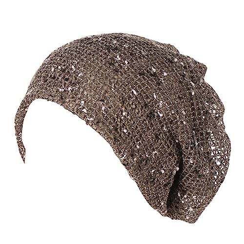 Kopfhut, Mütze, Ethno, Bohemian-Stil, Blumenmuster, Haarbedeckung, Wickel-Turban, Kopfbedeckung, Turban-Kappe, Plissee-Mütze Stirnband Elastisch (Khaki, One Size) von QWUVEDS