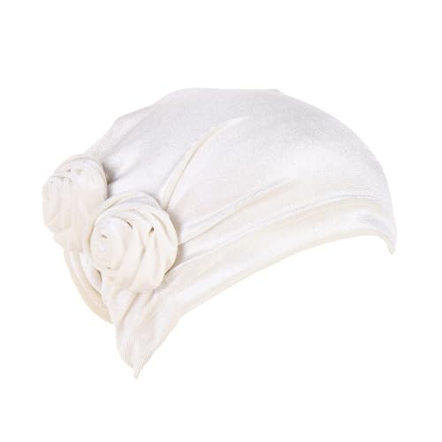 Kopfhut, Mütze, Ethno, Bohemian-Stil, Blumenmuster, Haarbedeckung, Wickel-Turban, Kopfbedeckung, Turban-Kappe, Plissee-Mütze Tennisrucksack Mädchen (A, One Size) von QWUVEDS