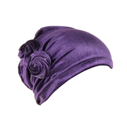 Kopfhut, Mütze, Ethno, Bohemian-Stil, Blumenmuster, Haarbedeckung, Wickel-Turban, Kopfbedeckung, Turban-Kappe, Plissee-Mütze Tennisrucksack Mädchen (H, One Size) von QWUVEDS