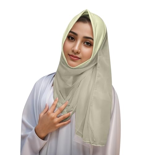 Leicht zu tragender, weicher Hijab für Frauen, muslimischer Sofort-Hijab-Schal, Turban, Gebetsschal Stirnband Wintersport Herren (Beige, One Size) von QWUVEDS