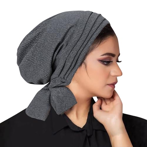 Mittlerer Hijab- für Damen, modischer Stretch-Hijab, malaiischer indonesischer muslimischer Hijab Fahrrad Outfit Herren Rot (Dark Gray, One Size) von QWUVEDS