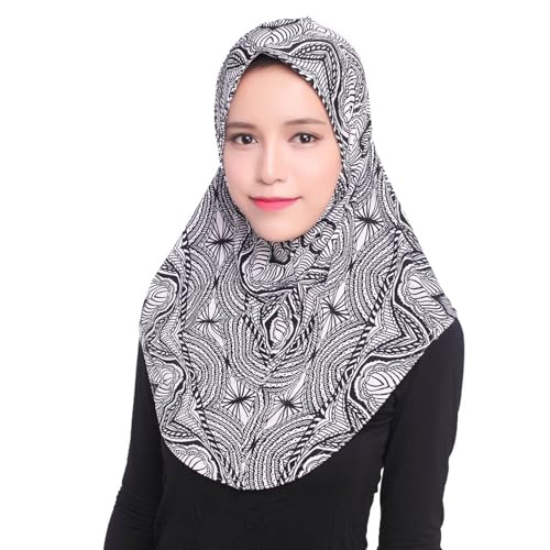 Muslimische Frauen traditionelle Retro solide Kopftuch Schal gewickelt Hut Dünne Stirnbänder Damen (Dark Gray, One Size) von QWUVEDS