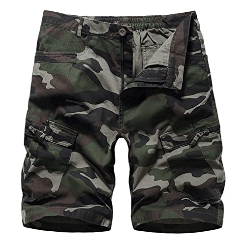 Outdoor Fashion Herren Camouflage Shorts Farbe Multi Zipper Tooling Lässige Shorts Schnalle Tasche Herren Cargohose Schwarze Herren Hose von QWUVEDS