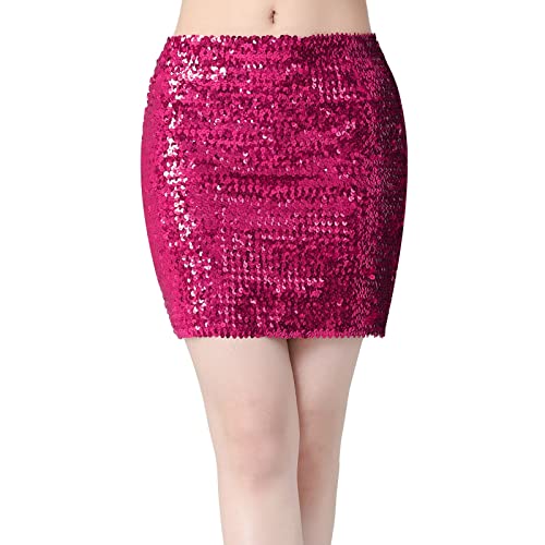 Pailletten-Hüftrock für Damen, Bühnenshow, Party, halber Rock, Festival, Party, kurzer Rock Wildlederoptik Damen Eng anliegender Bustier-Rock Tight Skirt Elastic in The Waist Women's, Bronze von QWUVEDS