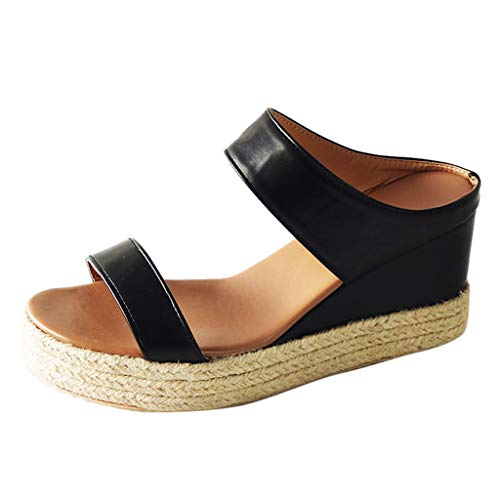 Plateau Sandalen Damen Sandalen Damen Sommer bequem Hausschuhe mädchen Sandalen Schuhe strandzehen Frauen atmungsaktive offene Keile beiläufige ausrutschen an Sommer-Frauen-Keile Damenschuhe von QWUVEDS