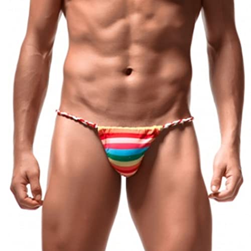 QWUVEDS 1 Box Men 's Low Taille Regenbogen Unterhose Multicolor Rope sexy Höschen Thong Underpants Bequeme weiche elastische Unterhose Latex Unterwäsche Herren Gay der Herren Unterhosen von QWUVEDS