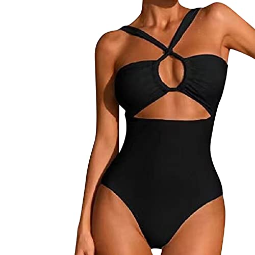 QWUVEDS 2023 Damen-Badeanzug, Ausgeschnitten, hohe Taille, sexy Neckholder-Bikini-Badeanzug Badeanzug Für Damen Monokini Damen Bauchweg Monokini Mit Push Up Monokini Damen Super Push Up von QWUVEDS