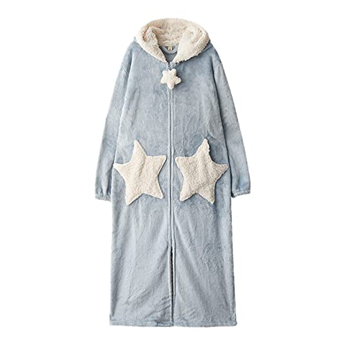 QWUVEDS Damen-Fleece-Robe, weicher Plüsch-Bademantel, Flauschiger, Langer Mantel, Nachthemd, Nachthemd Kimono Damen Durchsichtig von QWUVEDS