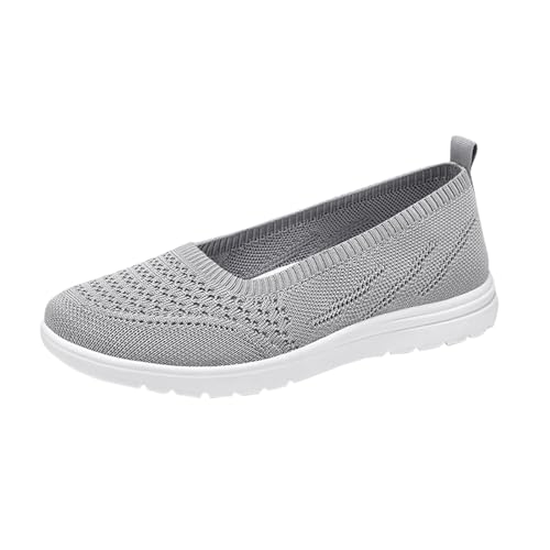 QWUVEDS Damen-Frühlings- Sommermode, Mesh, perforiert, atmungsaktiv, Freizeitschuhe, Slip-on-Schuhe in einfarbiger Farbe Sommer Schuhe Damen 37 (Grey, 37) von QWUVEDS