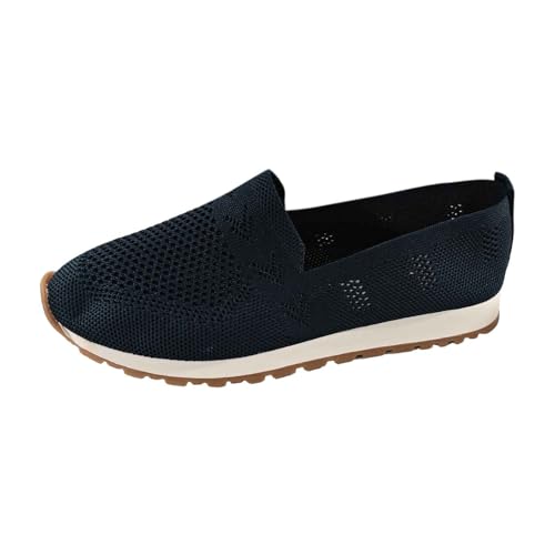 QWUVEDS Damen Slip On Travel Weiche Sohle Bequeme Schuhe Outdoor Solide Mesh Mode Atmungsaktive Schuhe Schwarze Damenschuhe 39 (Navy, 38) von QWUVEDS