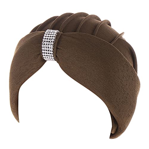 QWUVEDS Ethnische böhmische Strass-Haar-Abdeckung, Turban-Kopfbedeckung, Turban-Kappe für Frauen, Hut-Kappe Fitness Stirnband Winter (B, One Size) von QWUVEDS